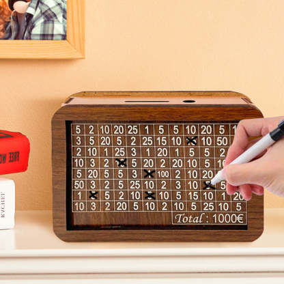 Wooden Money Box Reusable Money Box with Counter Piggy Bank for Adults Kids