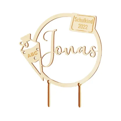 Custom Name Cake Topper Personalized Wooden School Child Cake Decoration