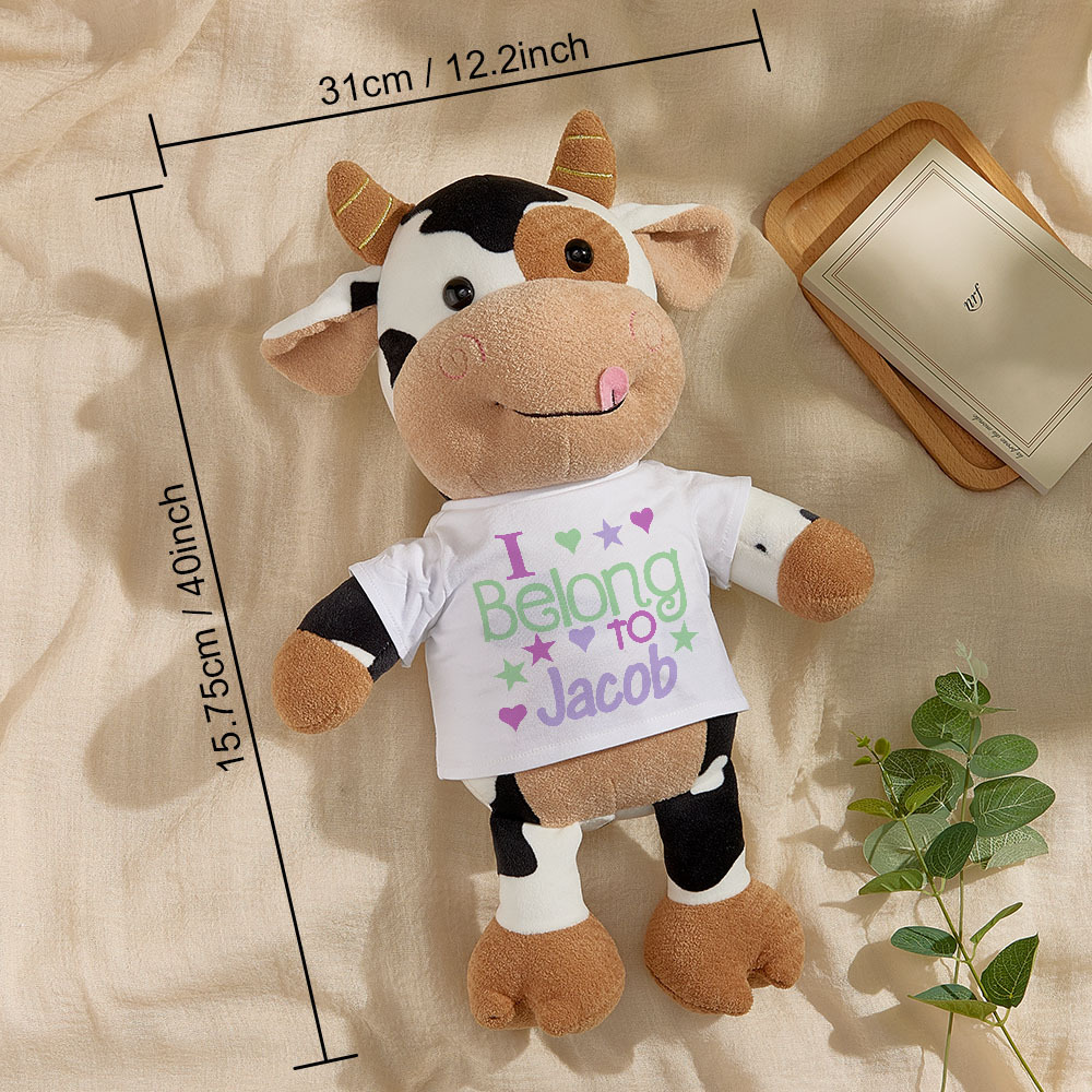 Personalized Cow Plush Stuffed Toy Gift for Baby Shower