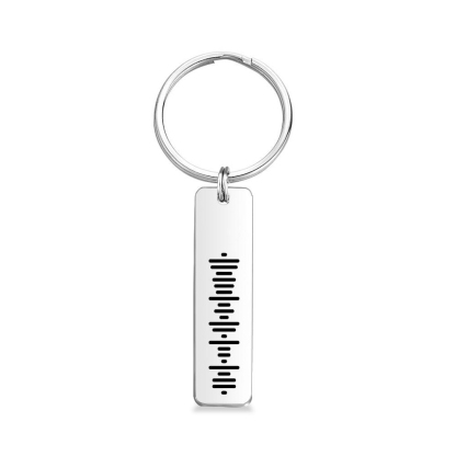 Single Side Engraved Stainless Steel Scannable Code Music Keychain
