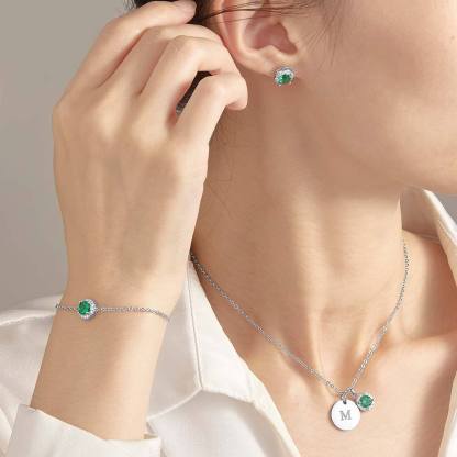 Personalized Earrings Bracelet Necklace Jewelry Set Wedding Bridesmaid Proposal Gift Box