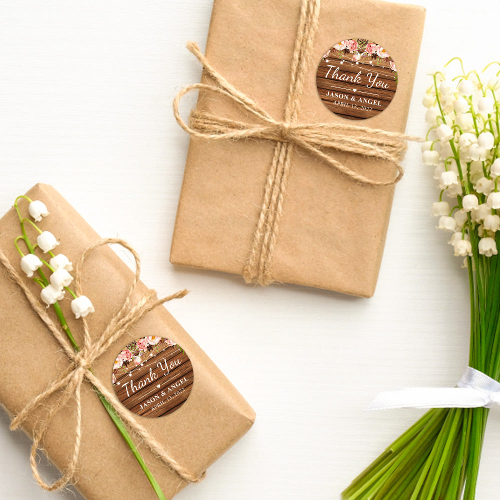 Personalized Thank You Stickers Round Wedding Birthday Favor labels for Gifts
