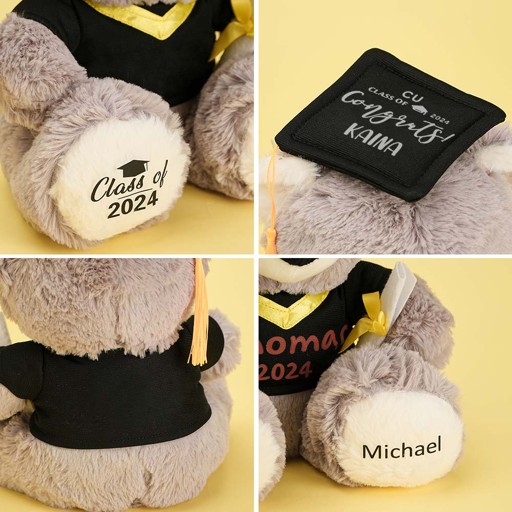 Personalized Bear Toy with Your Name and Graduation Date Celebrate Graduation Gifts