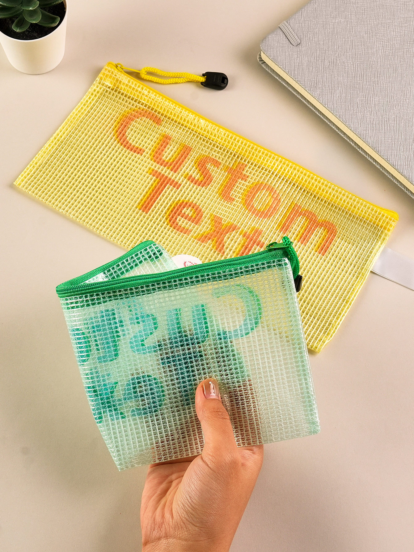 Personalized Wedding Stationery Zipper Bag - Custom Text Design