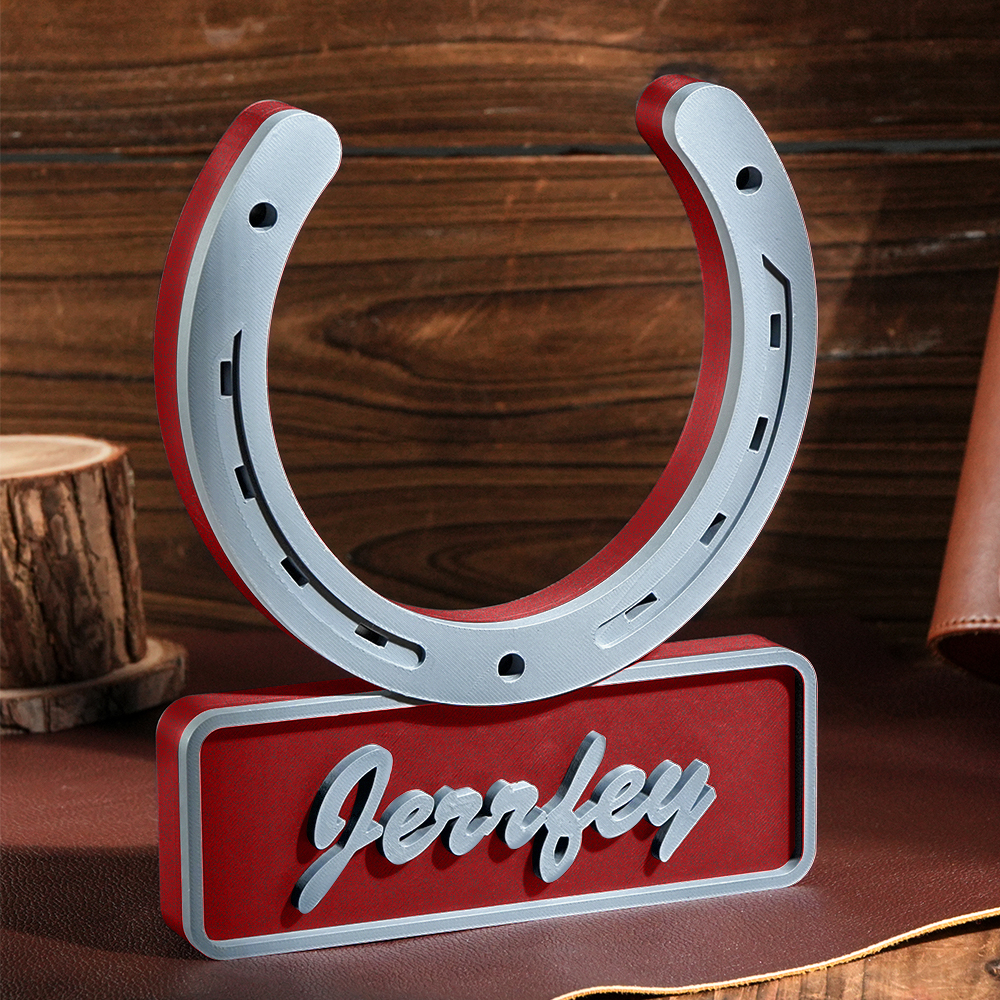 Personalized 3D Horseshoe-shaped Stable Door Name Plate Gift for Horse Lovers Farmers