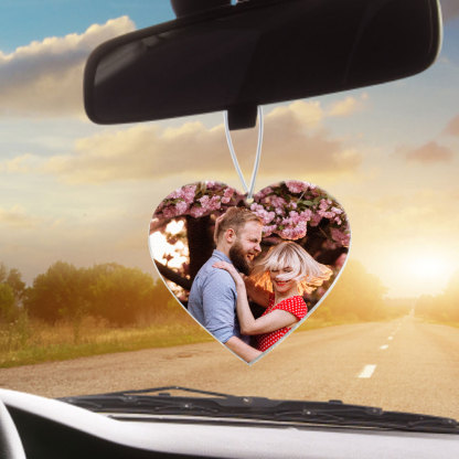 Custom Photo Heart Shaped Air Freshener Car Hanging Rearview Mirror Pendant for Auto Interior Decoration