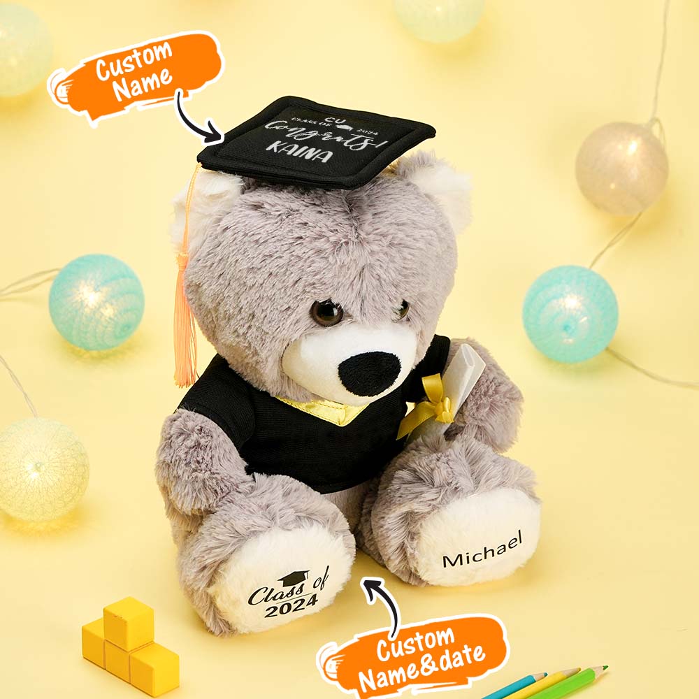 Personalized Bear Toy with Your Name and Graduation Date Celebrate Graduation Gifts