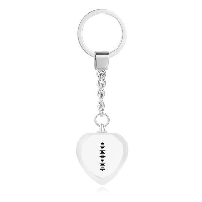 Custom Engraved Heart Scannable Code Music Crystal Keychain