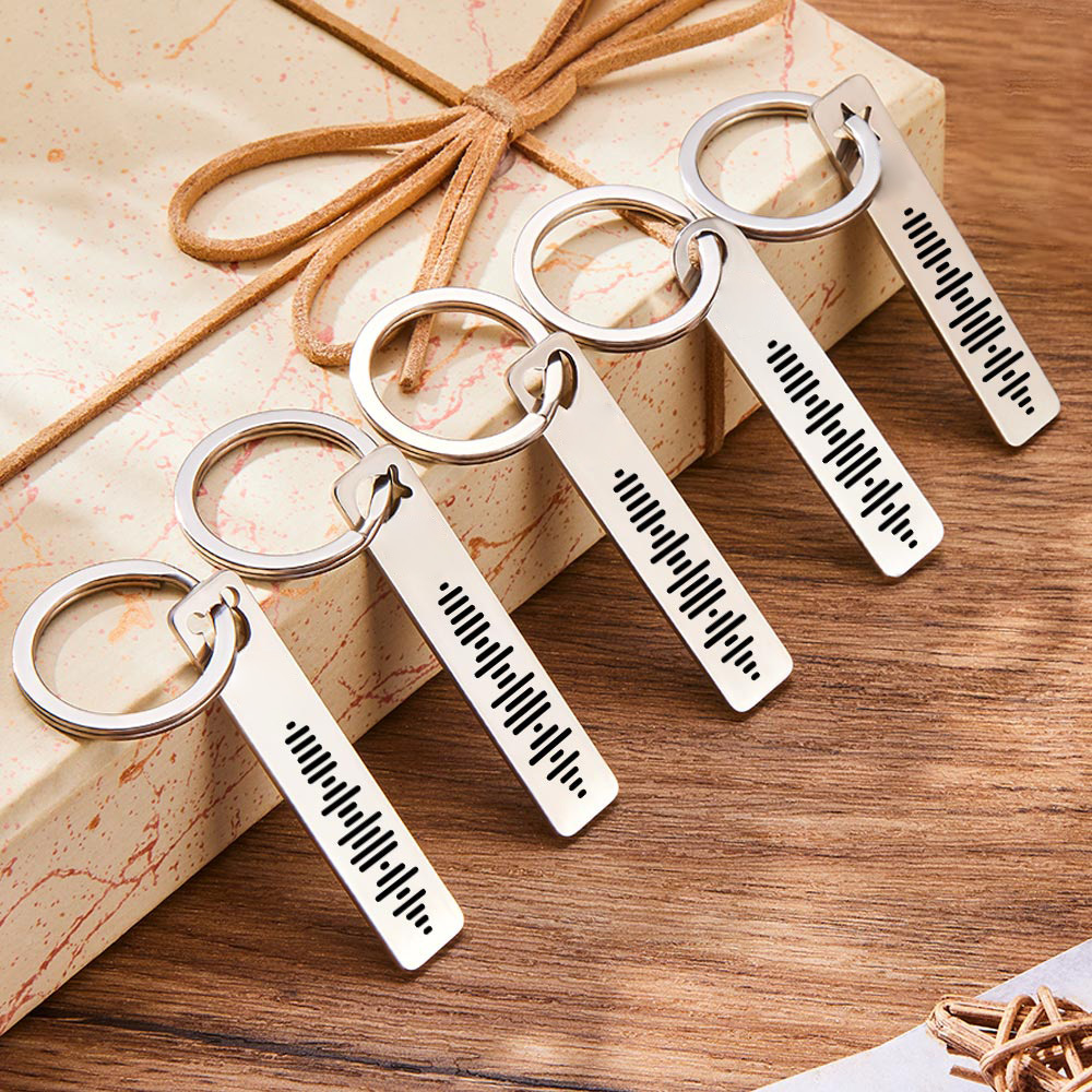 Custom Music Code Keychain Engraved 3D Bar Keyring