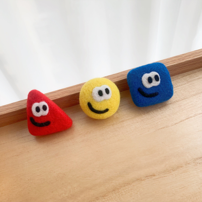 Adorable Handmade Felt Mushroom Brooch - Triangle Circle Square Design