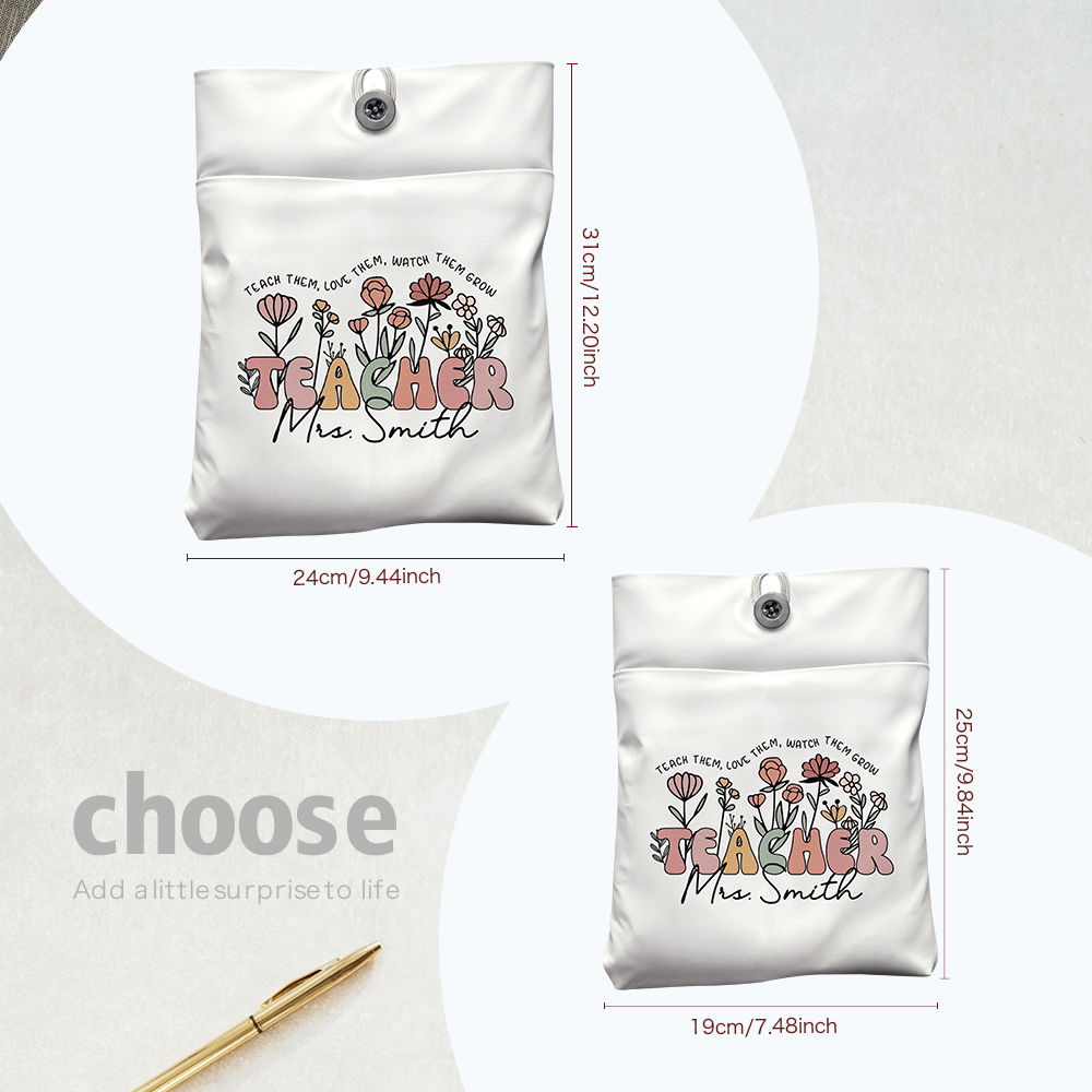 Personalized Spring Boho Wildflowers Book Cover with Pocket Book Cover Protector Gift for Teacher