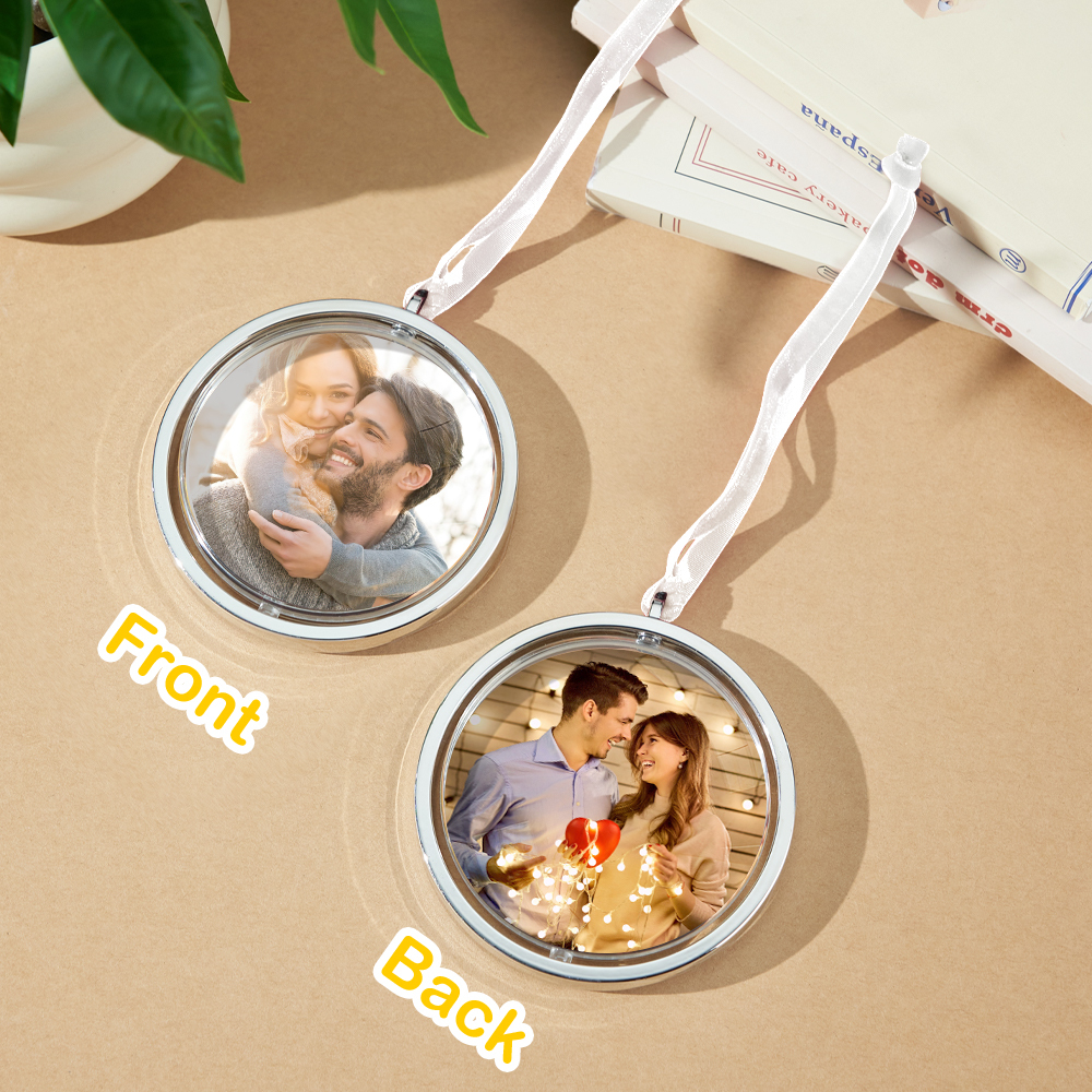 Personalized Photo Rotation Ornament Car Rearview Mirror Pendant Gift for Him