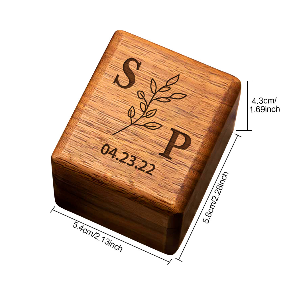 Personalized Triple Slot Ring Storage Wedding Engagement Proposal Wood Ring Box