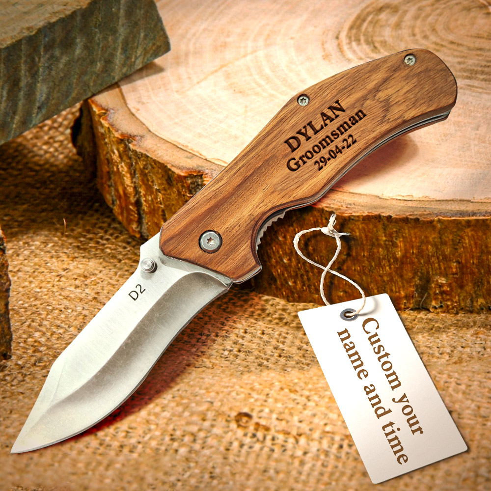 Personalized Engraved Stainless Steel Folding Pocket Knife Gifts for Groomsmen