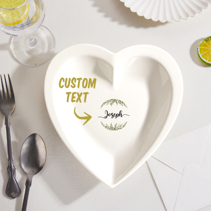 Custom Name Heart Shaped Plate Personalized Ceramics Dinner Plate