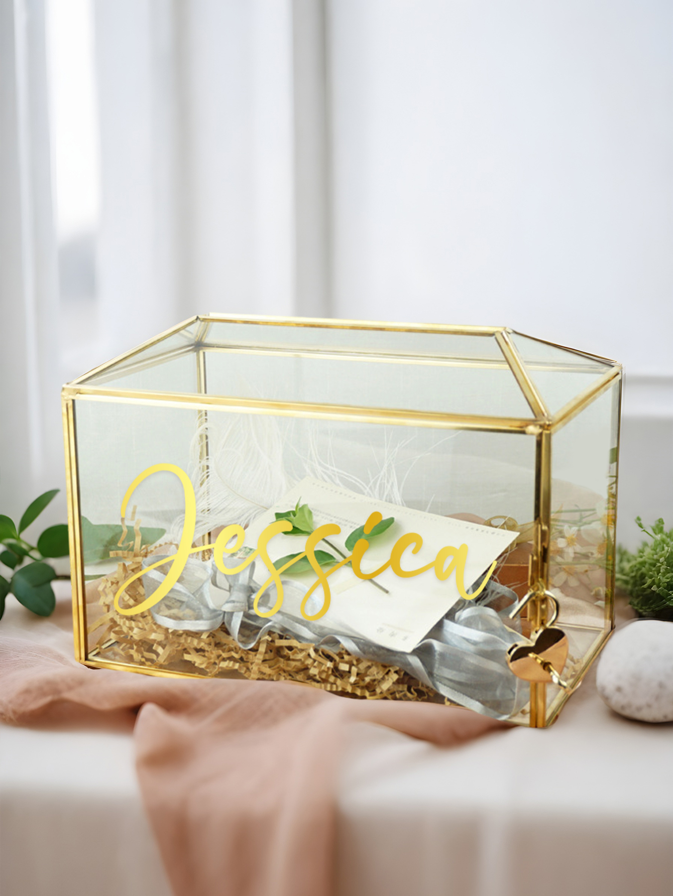 Personalized Engraved Glass Wedding Keepsake Box