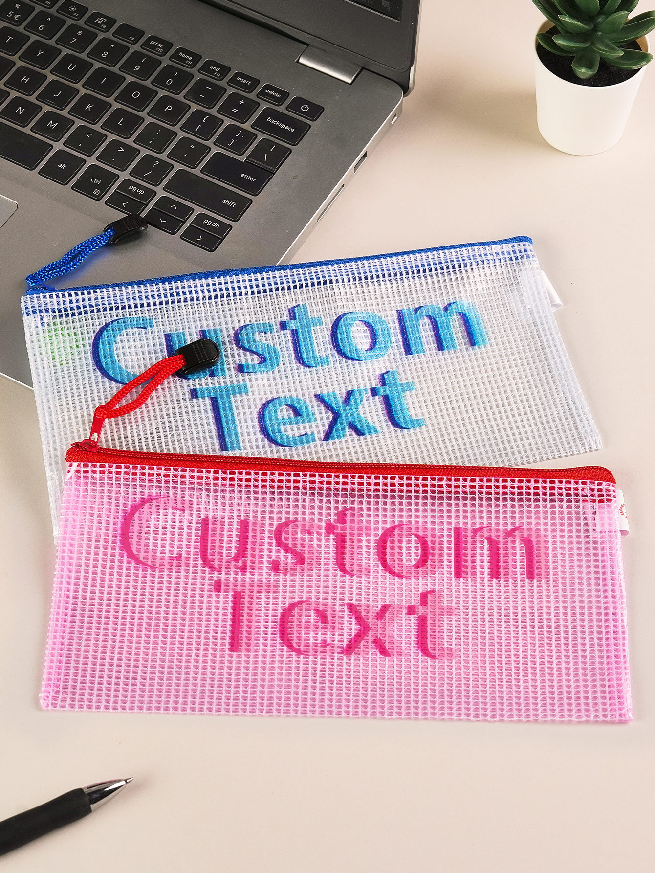 Personalized Wedding Stationery Zipper Bag - Custom Text Design