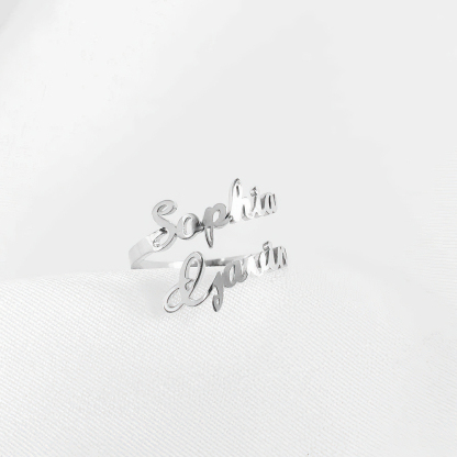 Personalized Two Names Ring Double Name Open Ring S925 Silver