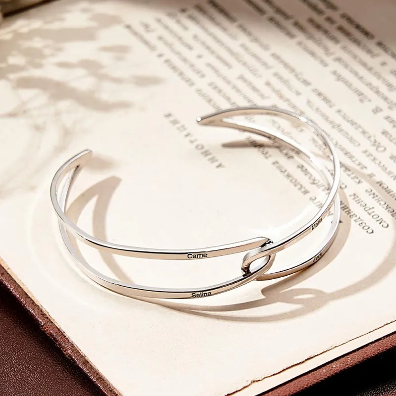 Custom Adjustable Cuff Couple Bracelet Gift Personalized Jewelry Birthday Wedding Bridesmaid for Her