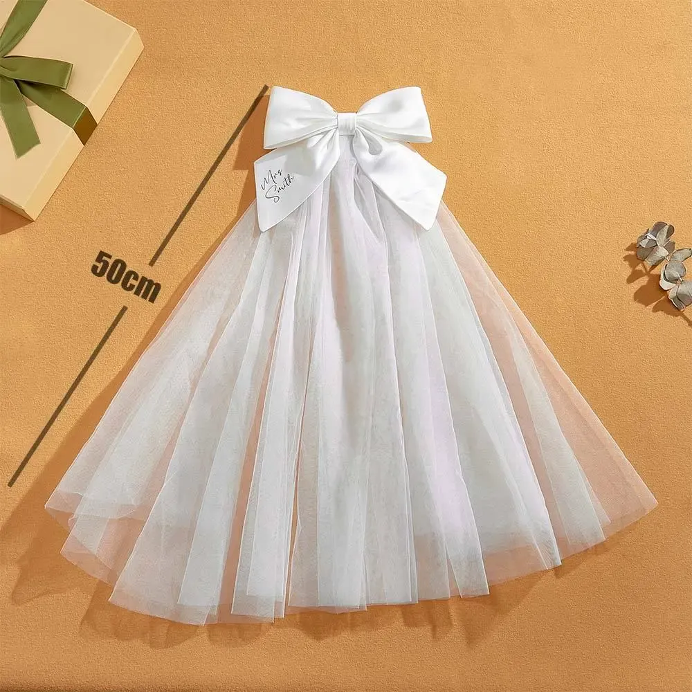 Personalized Bridal Veil Bow Clip Gift for Bride