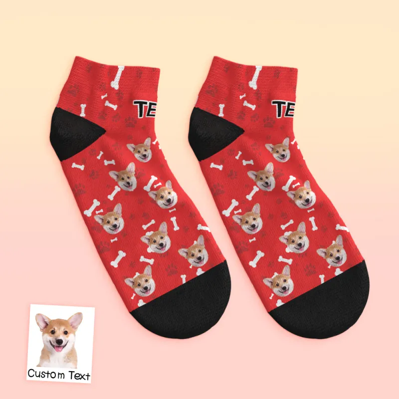 Custom Face Low Cut Ankle Socks with Dog Gift for Pet Lover