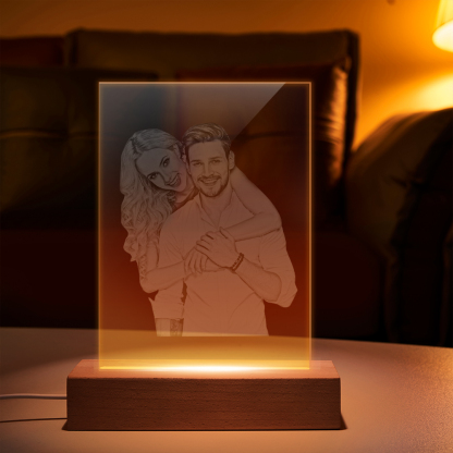 Custom Photo 2D Lamp Personalized Glass Led Night Light for Wedding Gift