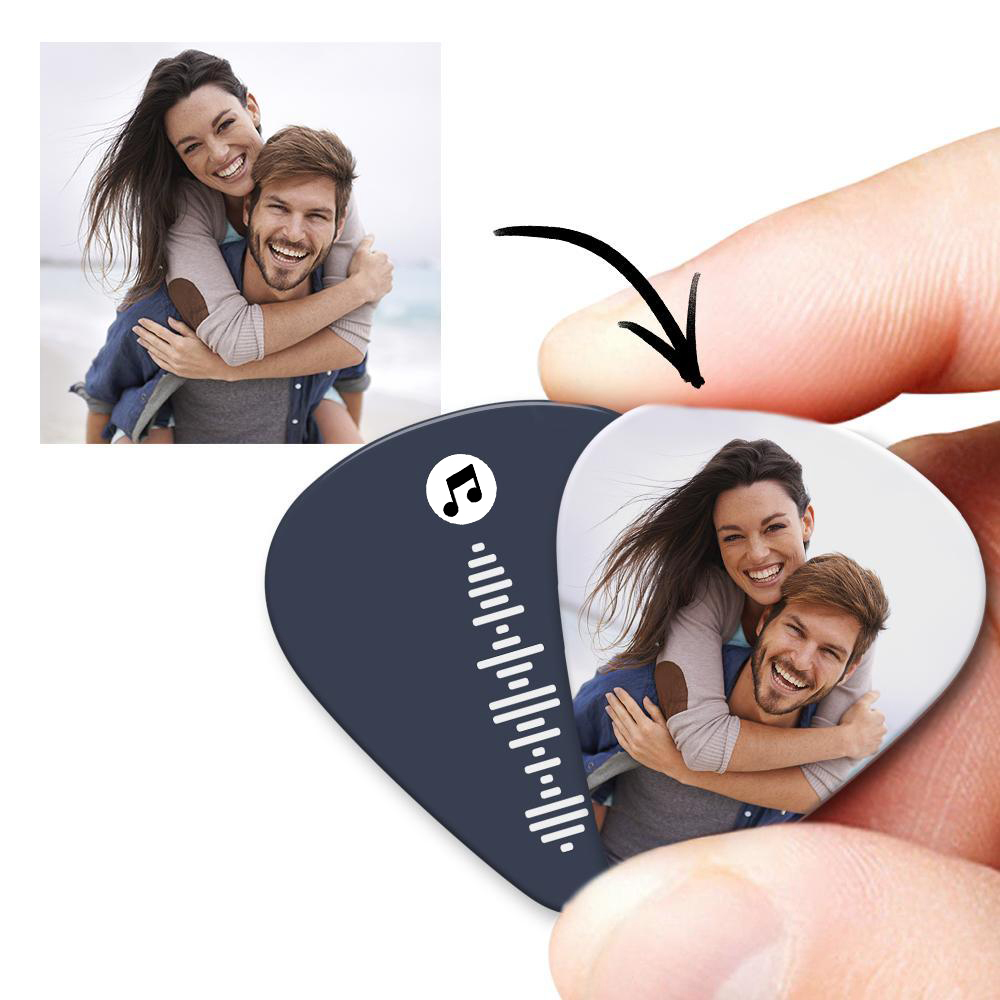 Custom Code Guitar Pick, Engraved Double-Sided Printed with Photo Guit