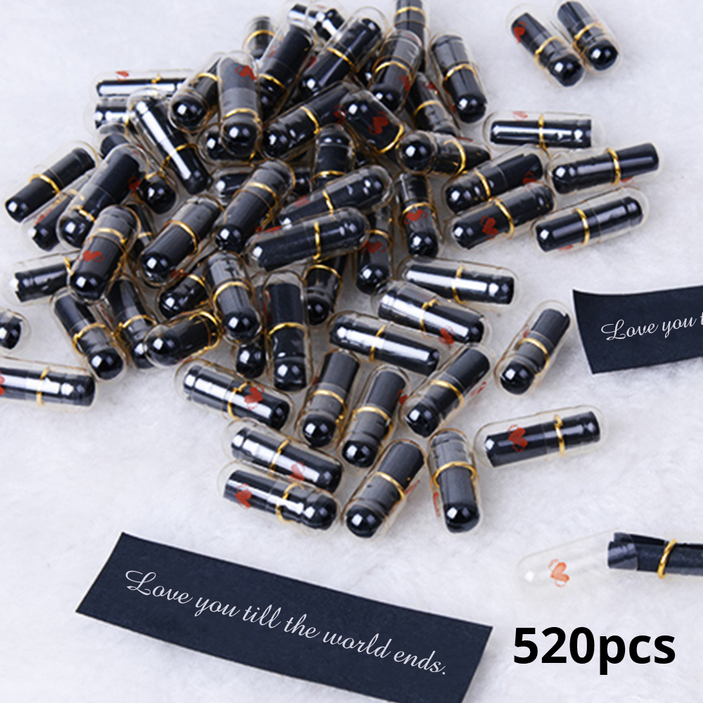 Black 100pcs/ 200pcs/ 520pcs Message Capsule Letter in a Bottle with Box