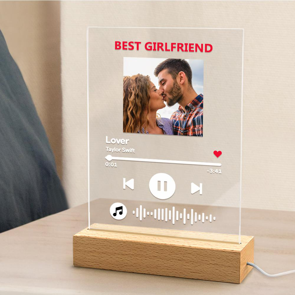 Custom Photo Keychain Music Code Plaque Scannable Music Personalized Acrylic NightLight BestGirfriend Gift