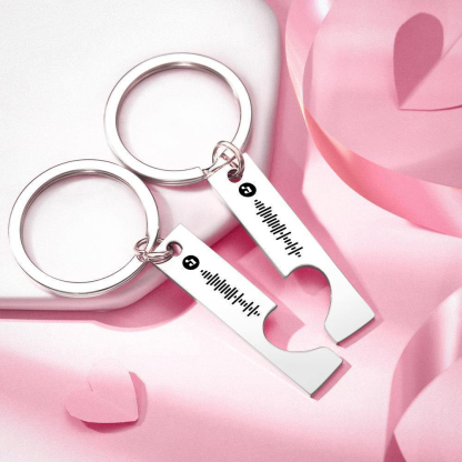 Best Gift For Friend 2 Personalized Music Code Keychain | Heart Cut Out Keychain