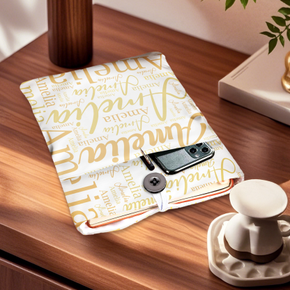 Personalized Name Book Cover with Pocket Book Cover Protector Gift for Book Lover