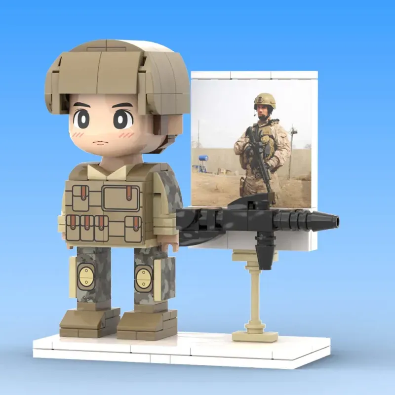 Full Body Customized 1 Person Brick Figures with Photo Soldier Theme Gift Birthday Gift Valentines Gift Father's Day Gift
