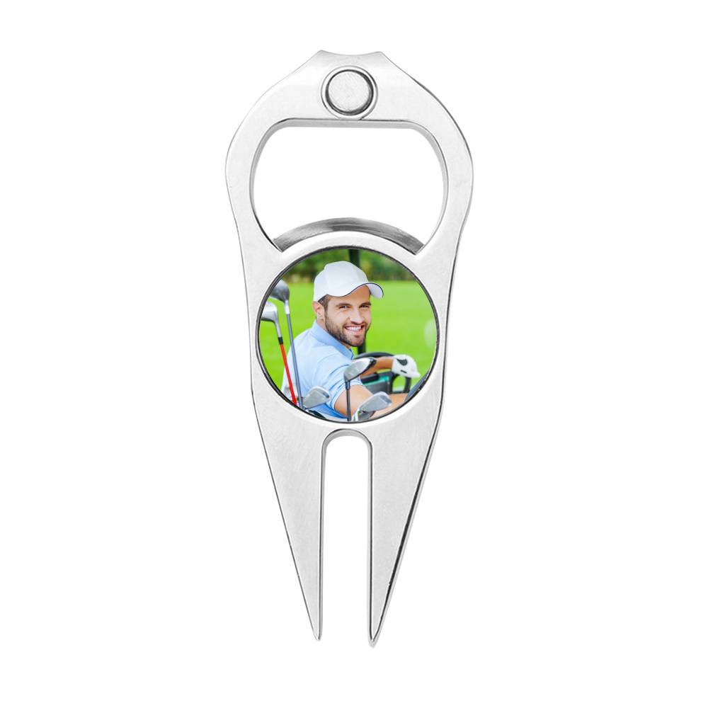 Custom Photo Golf Ball Marker Bottle Opener Golf Fork Ball Marker for Golf Practice