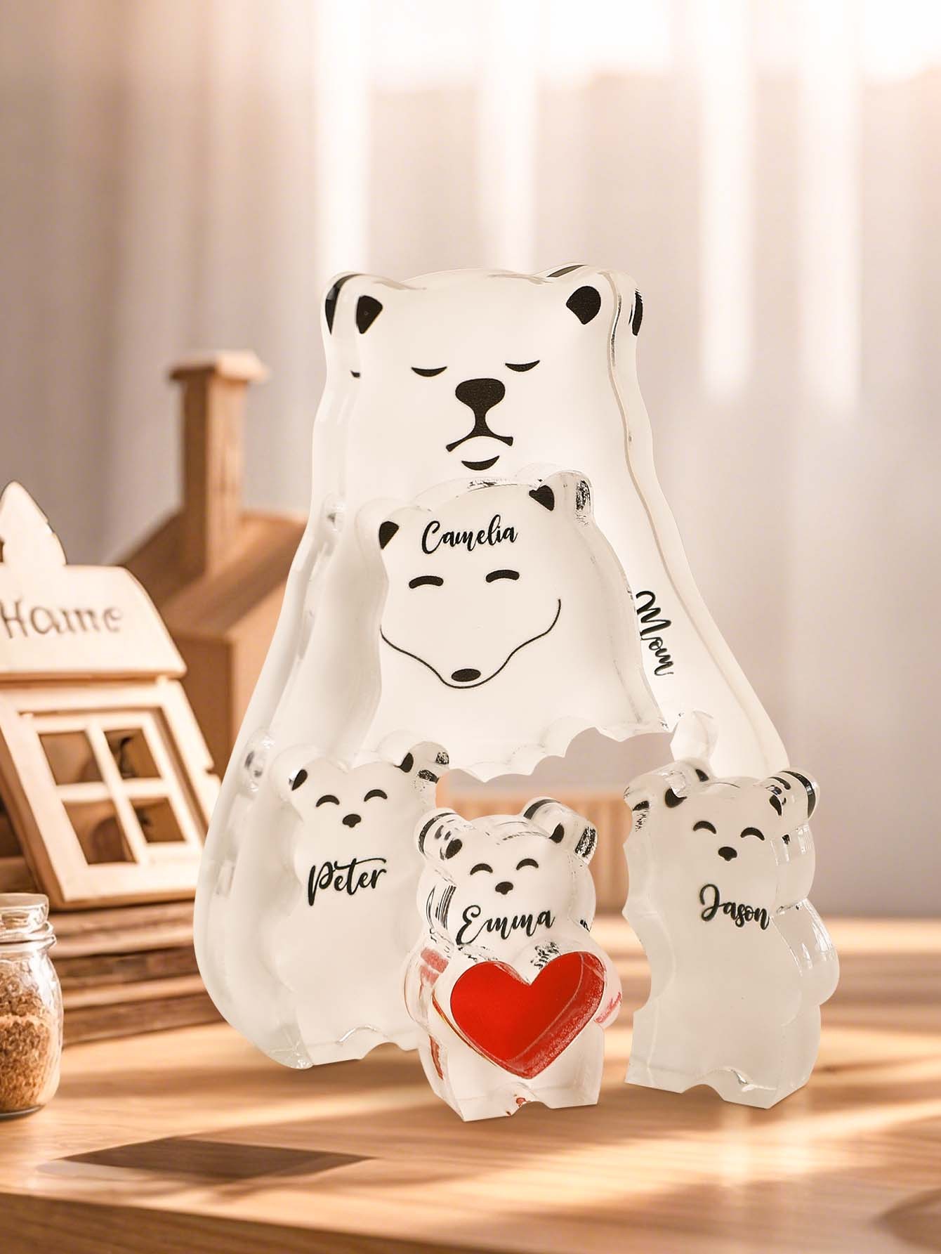 Personalized Bear Puzzle Single Parent Bears Family Block Puzzle Gifts for Mother Father