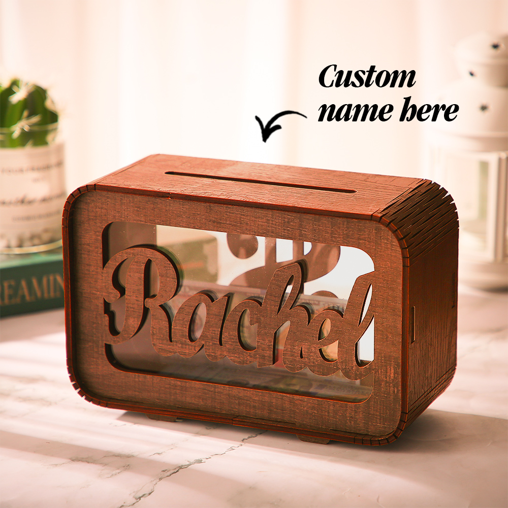 Personalized Name Money Bank Wood Piggy Banks
