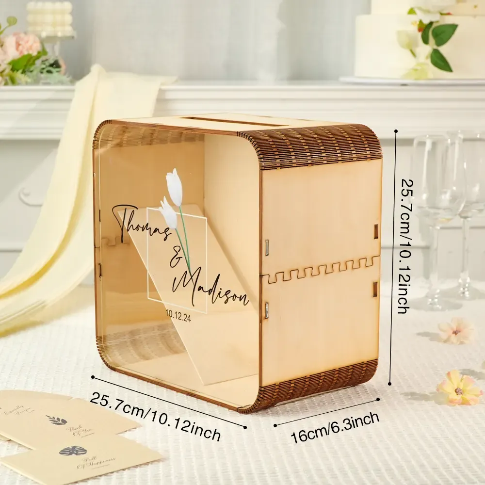 Personalized Wedding Card Box Square Wedding Memory Box Wedding Gift for Couple