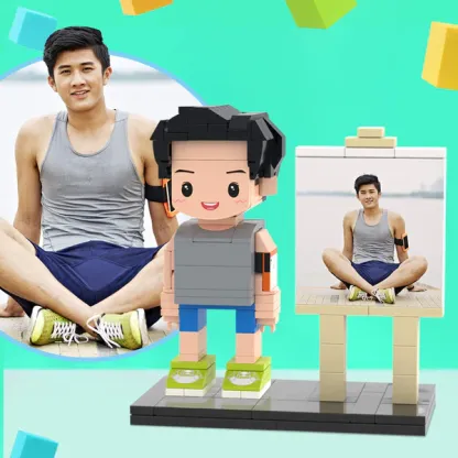 Custom Full-Body Brick Figure with Frame – Personalized Gift for Boyfriend