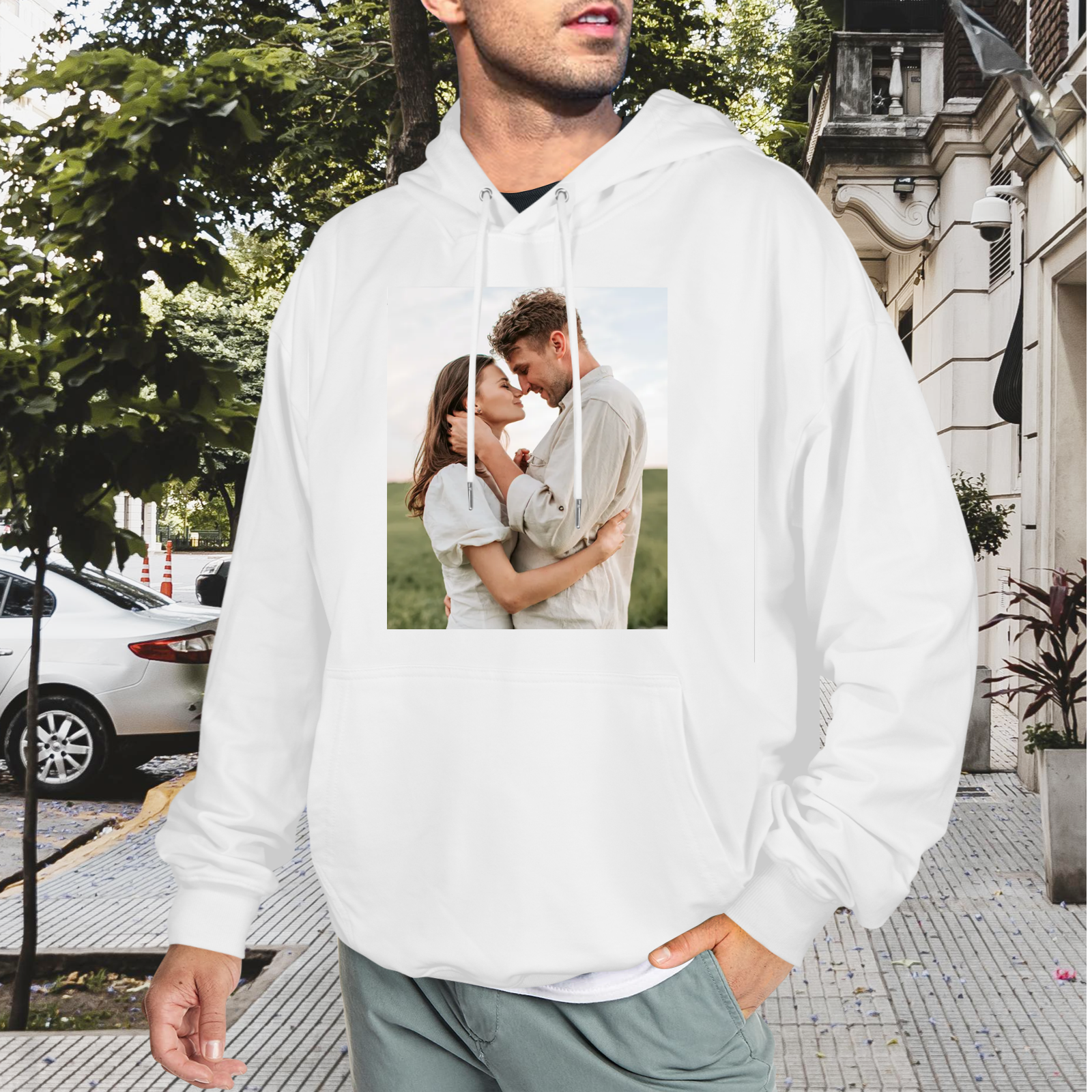 Custom Men's Pullover Hoodie – Personalized Front Print Hoodie with Kangaroo Pocket