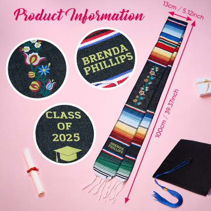 Personalized Mexican Graduation Stole Class of 2025 Graduation Gift for Graduates