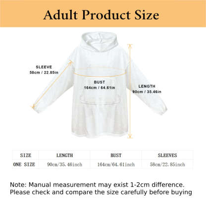 Personalised Photo Blanket Hoodie Unisex Oversized Blanket Sweatshirt for Adult Kids