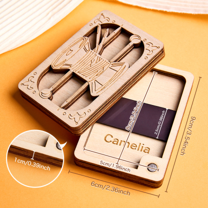 Personalized Wooden Needle Box Holder with Magnet Needle Storage Tool Gift for Craft Lovers