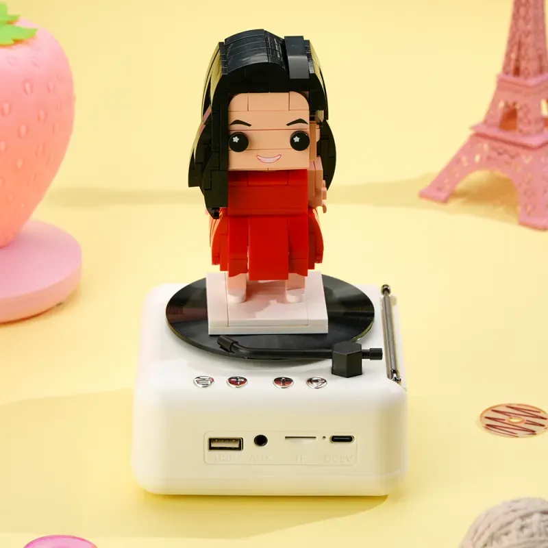 Customizable 1 Person Full Body Custom Brick Figures with Bluetooth Speaker Base Can Play Music Anniversary Gift