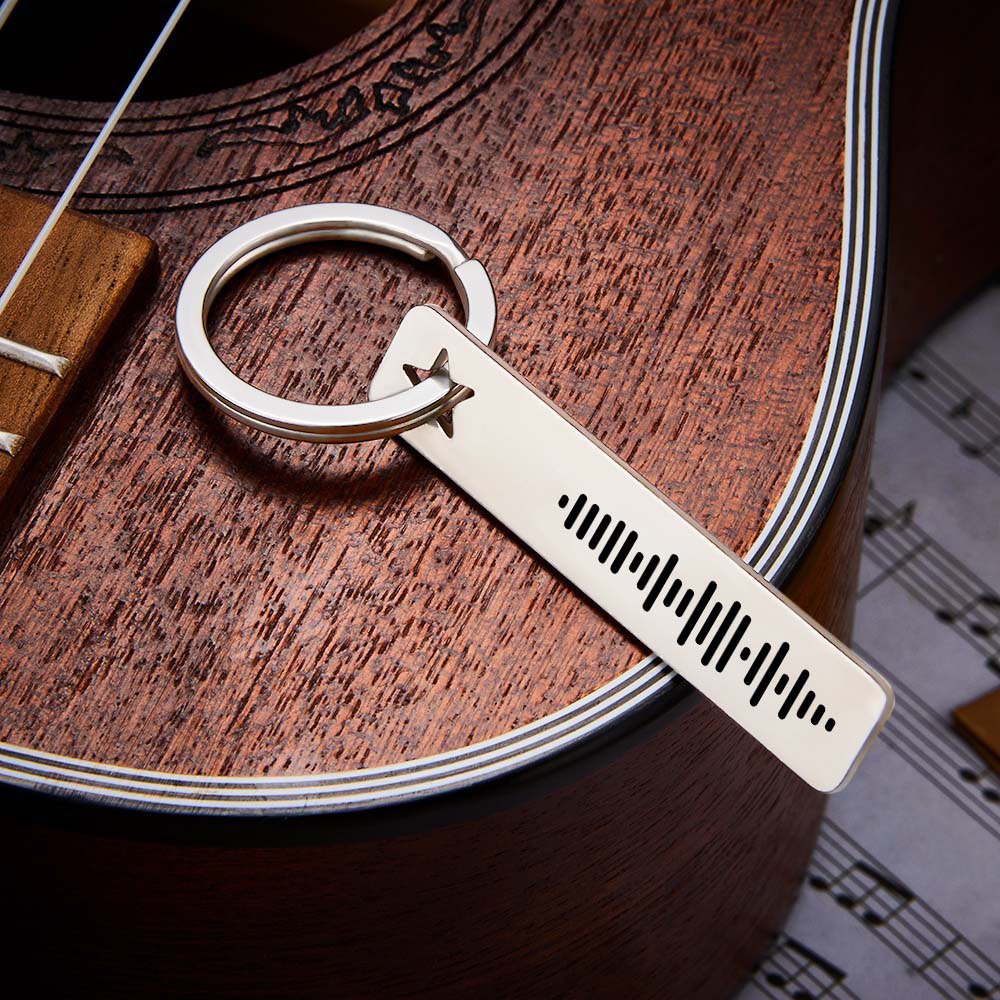 Custom Music Code Keychain Engraved 3D Bar Keyring