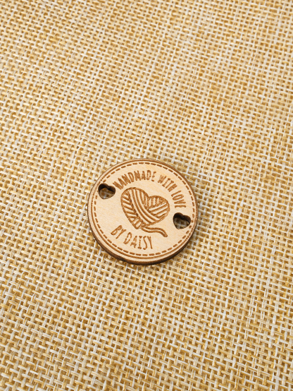 Personalized Handmade with Love Wooden Buttons Set of 15 Clothing Labels Gift for Mother Grandma Knitting Crocheting Lovers