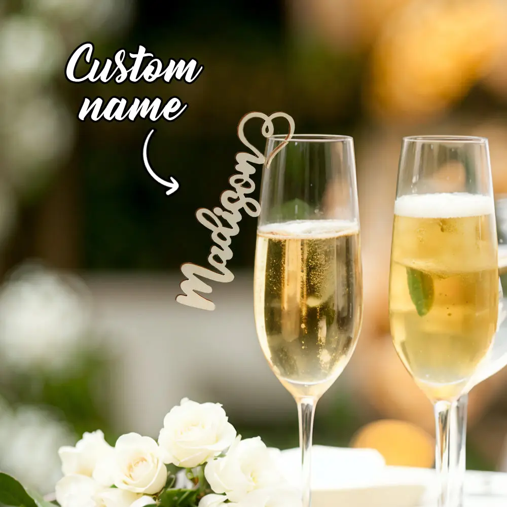 Personalized Wooden Place Cards for the Champagne Flute Name Cards Wedding Table Decoration