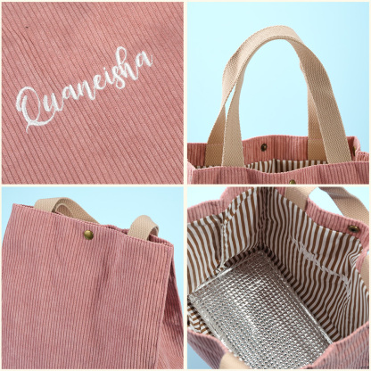 Personalized Lunch Bag Mini Tote Bag with Embroidered Name Gift for Children