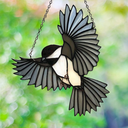 Glass Black Bird Suncatcher - Unique Window & Wall Hanging Gift for Bird Lovers