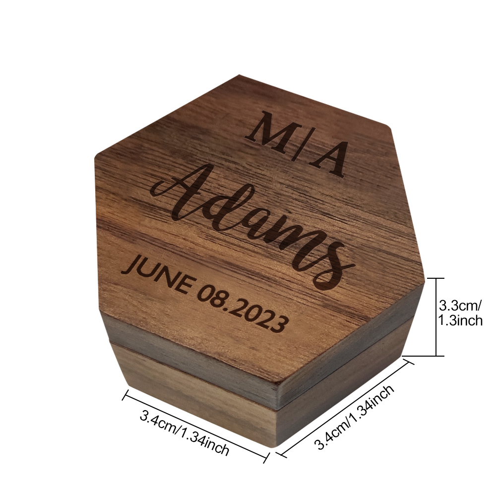 Six styles of Customized Hexagon Wooden Jewelry Box Wedding Ring Box
