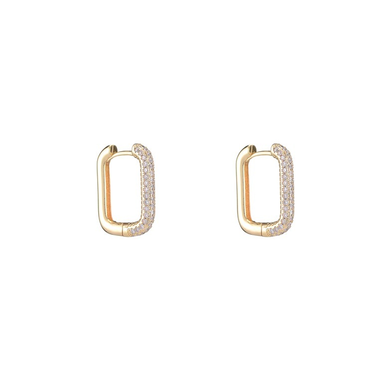 Geometric Rectangle Earrings Zircon Ear Buckle