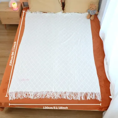 Personalized Tassel Blanket with Embroidered Name Gift for Kids